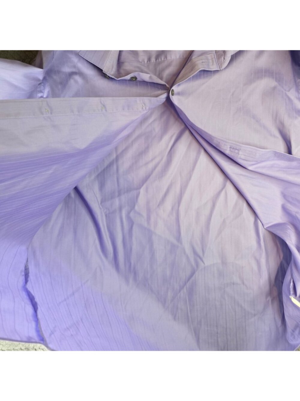 Kenneth Cole Reaction Mens Lavender Striped Wrinkle-Free Dress Shirt XL 17 34-35 - Picture 8 of 11